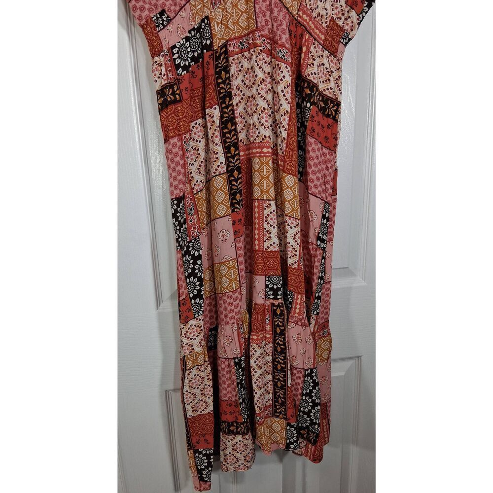 Blue island womens xl long maxi dress patch work brown pink vacation travel boho - Picture 3 of 11